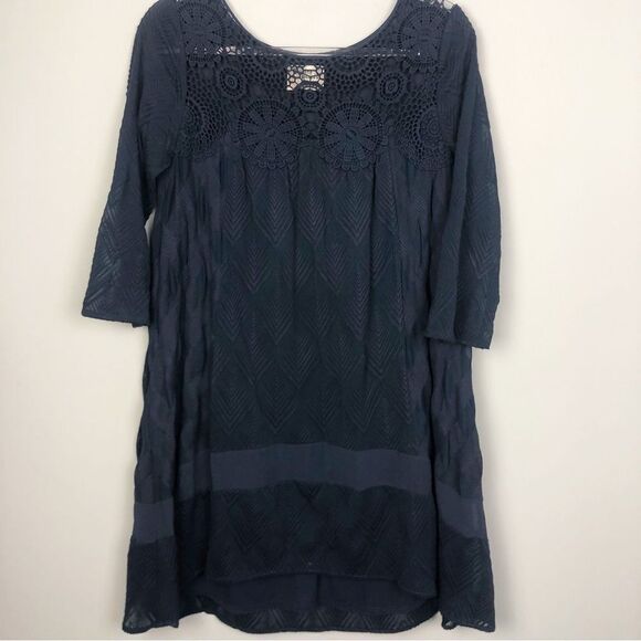 ANTHROPOLOGIE | HOLDING HORSES Augusta Navy Blue Crochet Dress Women’s Size XS - Picture 2 of 11